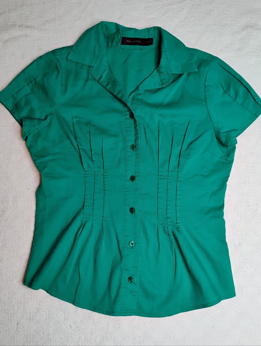 The Limited Women's Green Short Sleeve Button Down